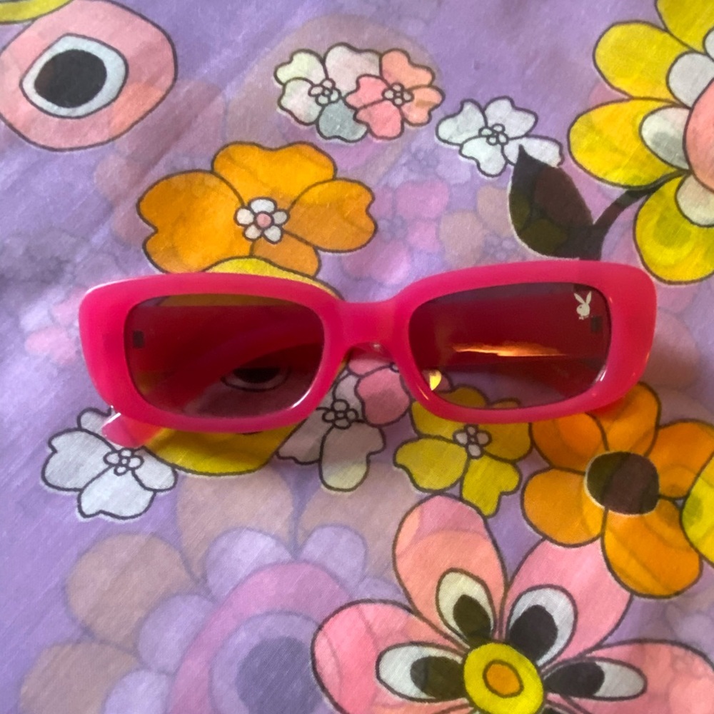 PLAYBOY Hot Pink Rectangular Sunglasses with Dark Lenses Used